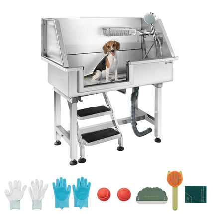 GGM Gastro Dog Bath - with Steps, Taps and Mixers & anti-slip mat