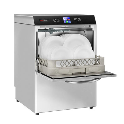 GGM Gastro Double-skinned Commercial Dishwasher - Digital Controls - 3.55kW - with Drain, Rinse Aid & Detergent Pumps