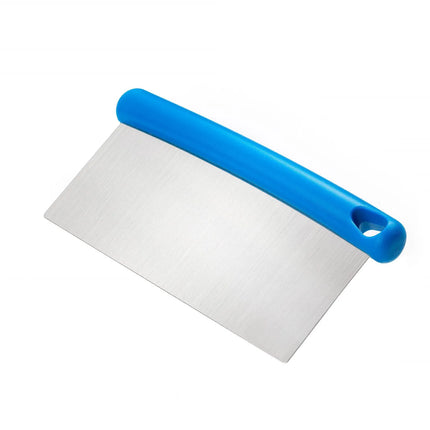 GGM Gastro Dough Scraper - Flexible Stainless Steel Blade - 200x115mm - Blue - Plastic Handle