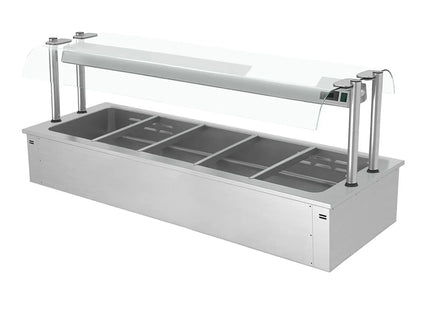 GGM Gastro Drop-in Bain Marie - 1785mm - 5x GN 1/1 - 200mm deep - 4,1 kW - with Glass Sneeze Guard