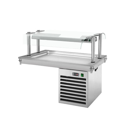GGM Gastro Drop-In Cold Plate - 1000mm - +2 to +8°C - 3x GN 1/1 - 350W - with glass sneeze guard