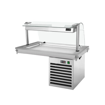 GGM Gastro Drop-In Cold Plate - 1000mm - +2 to +8°C - 3x GN 1/1 - 350W - with glass sneeze guard