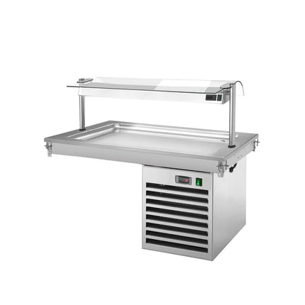 GGM Gastro Drop-In Cold Plate - 1000mm - +2 to +8°C - 3x GN 1/1 - 350W - with glass sneeze guard