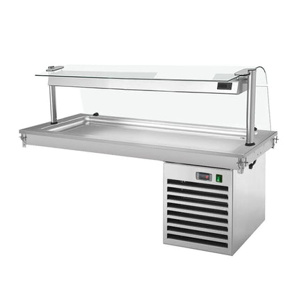 GGM Gastro Drop-In Cold Plate - 1500mm - +2 to +8°C - 4x GN 1/1 - 450W - with glass sneeze guard