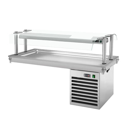GGM Gastro Drop-In Cold Plate - 1500mm - +2 to +8°C - 4x GN 1/1 - 450W - with glass sneeze guard