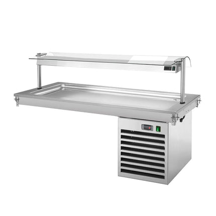 GGM Gastro Drop-In Cold Plate - 1500mm - +2 to +8°C - 4x GN 1/1 - 450W - with glass sneeze guard