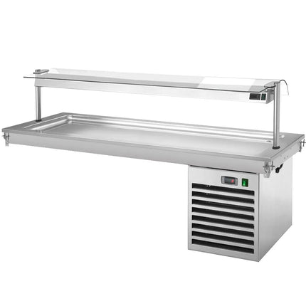 GGM Gastro Drop-In Cold Plate - 2100mm - +2 to +8°C - 6x GN 1/1 - 700W - with glass sneeze guard