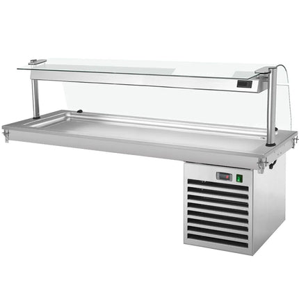 GGM Gastro Drop-In Cold Plate - 2100mm - +2 to +8°C - 6x GN 1/1 - 700W - with glass sneeze guard