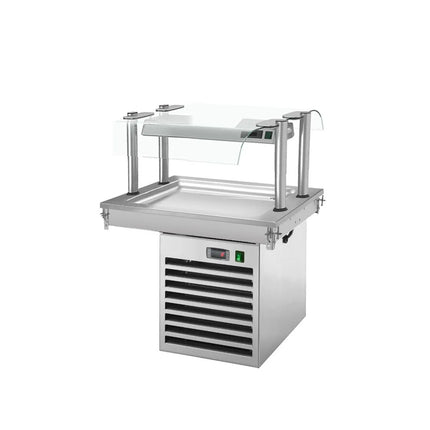 GGM Gastro Drop-In Cold Plate - 800mm - +2 to +8°C - 2x GN 1/1 - 350W - with glass sneeze guard