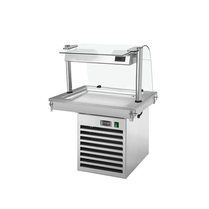 GGM Gastro Drop-In Cold Plate - 800mm - +2 to +8°C - 2x GN 1/1 - 350W - with glass sneeze guard