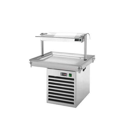 GGM Gastro Drop-In Cold Plate - 810mm - +2 to +8°C - 2x GN 1/1 - 350W - with glass sneeze guard