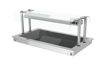 GGM Gastro Drop-in Hot Plate - Stainless Steel - 1000mm - 3x GN 1/1 - 1.35 kW - with Toughened Glass Sneeze Screen