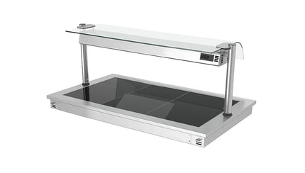 GGM Gastro Drop-in Hot Plate Stainless Steel - 1000mm - 3x GN 1/1 - 1.35 kW - with Toughened Glass Sneeze Screen
