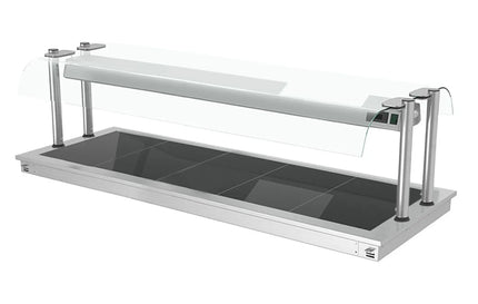 GGM Gastro Drop-in Hot Plate - Stainless Steel - 1785mm - 5x GN 1/1 - 2.25 kW - with Toughened Glass Sneeze Screen