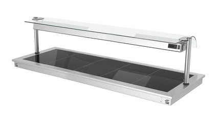 GGM Gastro Drop-in Hot Plate - Stainless Steel - 1785mm - 5x GN 1/1 - 2.25 kW - with Toughened Glass Sneeze Screen