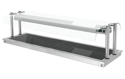 GGM Gastro Drop-in Hot Plate - Stainless Steel - 2110mm - 6x GN 1/1 - 2.7 kW - with Toughened Glass Sneeze Screen