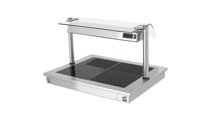 GGM Gastro Drop-in Hot Plate - Stainless Steel - with Ceramic Glass Surface - 800mm - 2x GN 1/1 - 0.9 kW - with Toughened Glass Sneeze Screen