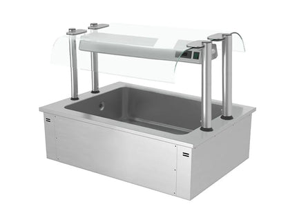 GGM Gastro Drop-In Ice Well - 1135mm - 3x GN 1/1 - 130L - with Glass Sneeze Guard