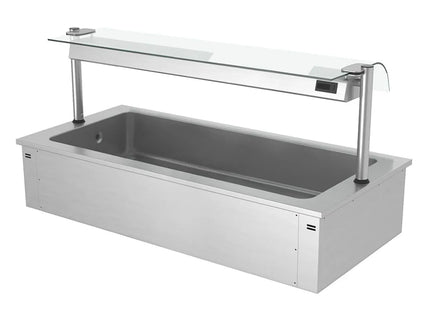 GGM Gastro Drop-In Ice Well - 1785mm - 5x GN 1/1 - 200L - with Glass Sneeze Guard