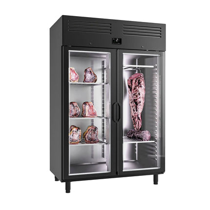 GGM Gastro Dry Ageing Fridge - 1385x868mm - with 2 glass doors - Black