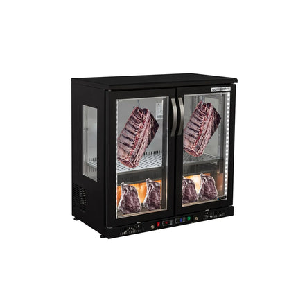 GGM Gastro Dry Ageing Fridge - 920x550mm - with 2 glass doors - Black