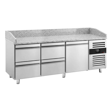 GGM Gastro ECO pizza refrigerated counter - 2000x800mm - with 1 door & 4 drawers