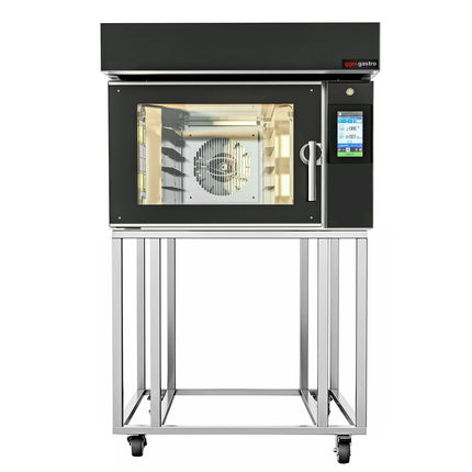 GGM Gastro Electric Bakery Convection Oven - with Humidity Control - Touchscreen Controls - 5x 600x400mm (EN 60x40) - Black - with Prover Cabinet & with Stand
