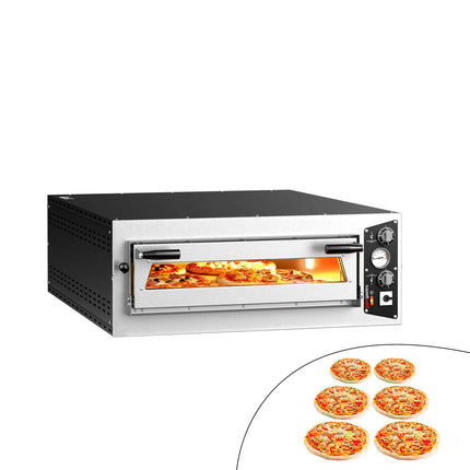 GGM Gastro Electric Deck Pizza Oven - Single Deck - Refractory Stone Deck - 6 - Ø 35cm (35.1 cm) - Mechanical Controls - up to 450°C
