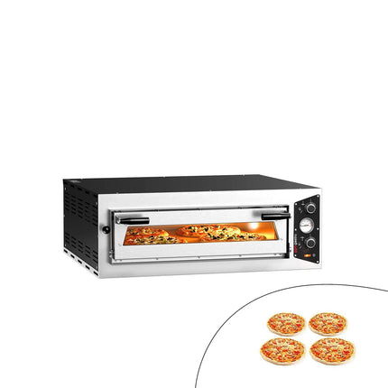 GGM Gastro Electric Deck Pizza Oven - Single Deck - Refractory Stone Deck - 4 x Ø 30cm (30.5 cm) - 3 Phase - Mechanical Controls - up to 450°C
