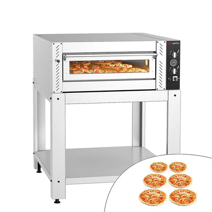 GGM Gastro Electric Deck Pizza Oven - Single Deck - Refractory Stone Deck - 6 - Ø 30cm (30.5 cm) - Mechanical Controls - up to 450°C - incl. Base frame