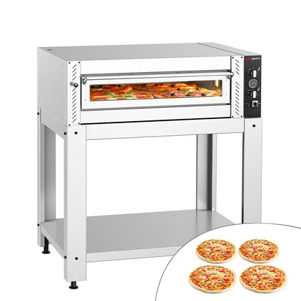 GGM Gastro Electric Deck Pizza Oven - Single Deck - Refractory Stone Deck - 4 - Ø 34cm (34 cm) - Mechanical Controls - up to 450°C - incl. Base frame