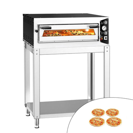 GGM Gastro Electric Deck Pizza Oven - Single Deck - Refractory Stone Deck - 4 - Ø 35cm (35.1 cm) - Mechanical Controls - up to 450°C - incl. Base frame
