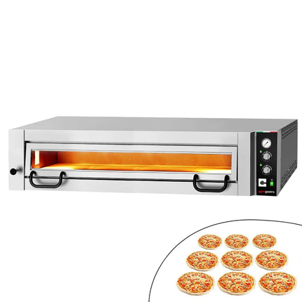 GGM Gastro Electric Deck Pizza Oven - Single Deck - Refractory Stone Deck - 9 x Ø 34cm (34 cm) - 230V 3 Phase - Mechanical Controls - up to 450°C