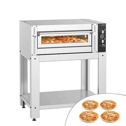 GGM Gastro Electric Deck Pizza Oven - Single Deck - Refractory Stone Deck - 4 - Ø 30cm (30.5 cm) - Mechanical Controls - with Stand