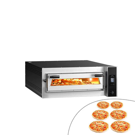 GGM Gastro Electric Deck Pizza Oven - Single Deck - Refractory Stone Deck - 6 - Ø 35cm (35.1 cm) - Touchscreen Controls - up to 400°C
