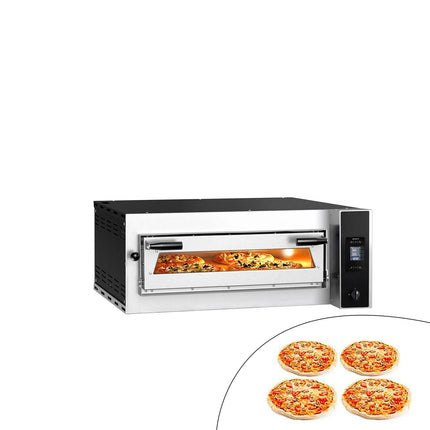 GGM Gastro Electric Deck Pizza Oven - Single Deck - Refractory Stone Deck - 4 x Ø 35cm (35.1 cm) - Digital Controls - up to 400°C