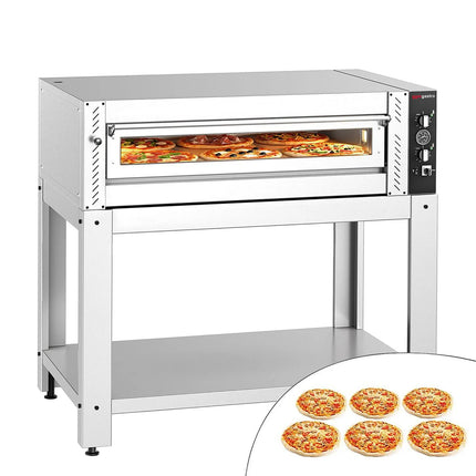 GGM Gastro Electric Deck Pizza Oven - Single Deck - Refractory Stone Deck - 6 - Ø 30cm (30.5 cm) - Mechanical Controls - up to 450°C - incl. Base frame