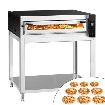 GGM Gastro Electric Deck Pizza Oven - Single Deck - Refractory Stone Deck - 9 x Ø 35cm (35.1 cm) - Touchscreen Controls - up to 400°C - incl. Base frame