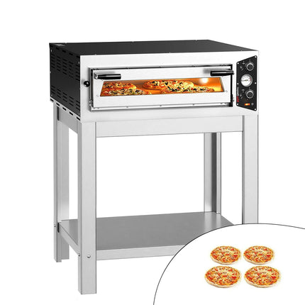 GGM Gastro Electric Deck Pizza Oven - Single Deck - Refractory Stone Deck - 4 x Ø 30cm (30.5 cm) - with Stand