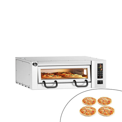 GGM Gastro Electric Deck Pizza Oven - Single Deck - Refractory Stone Deck - 4 x Ø 34cm (34 cm) - Touchscreen Controls - up to 450°C