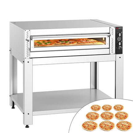 GGM Gastro Electric Deck Pizza Oven - Single Deck - Refractory Stone Deck - 9 x Ø 30cm (30.5 cm) - Mechanical Controls - up to 450°C - incl. Base frame