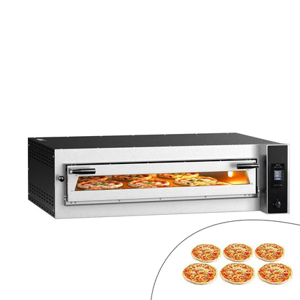 GGM Gastro Electric Deck Pizza Oven - Single Deck - Refractory Stone Deck - 6 x Ø 35cm (35.1 cm) - Touchscreen Controls - up to 400°C