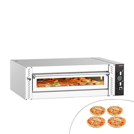 GGM Gastro Electric Deck Pizza Oven - Single Deck - Refractory Stone Deck - 4 - Ø 34cm (34 cm) - 230V 3 Phase - Mechanical Controls - up to 450°C