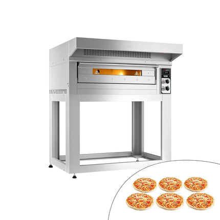 GGM Gastro Electric Deck Pizza Oven - Single Deck - Refractory Stone Deck - 6 - Ø 33cm (33 cm) - incl. Hood & Base frame