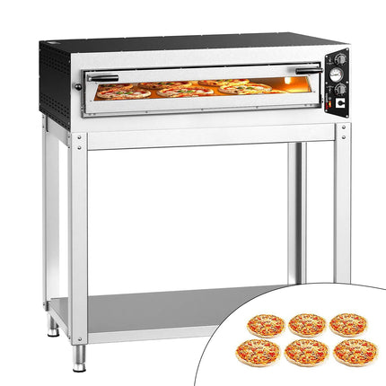 GGM Gastro Electric Deck Pizza Oven - Single Deck - Refractory Stone Deck - 6 - Ø 35cm (35.1 cm) - Mechanical Controls - up to 450°C - incl. Base frame