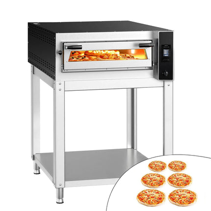 GGM Gastro Electric Deck Pizza Oven - Single Deck - Refractory Stone Deck - 6 - Ø 35cm (35.1 cm) - 230V 3 Phase - Touchscreen Controls - up to 400°C - incl. Base frame