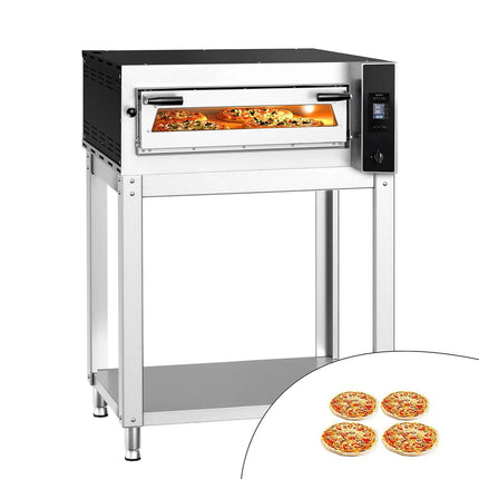 GGM Gastro Electric Deck Pizza Oven - Single Deck - Refractory Stone Deck - 4 - Ø 35cm (35.1 cm) - Touchscreen Controls - up to 400°C - incl. Base frame
