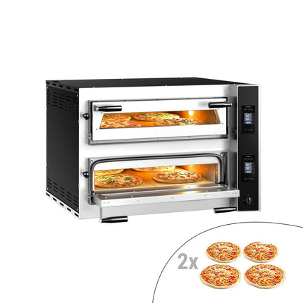 GGM Gastro Electric Deck Pizza Oven - Twin Deck - Refractory Stone Deck - 4+4 - Ø 35cm (35.1 cm) - Touchscreen Controls - up to 400°C