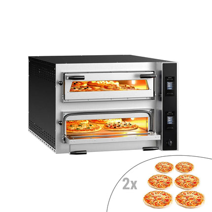 GGM Gastro Electric Deck Pizza Oven - Twin Deck - Refractory Stone Deck - 6+6 - Ø 35cm (35.1 cm) - Digital Controls - up to 400°C
