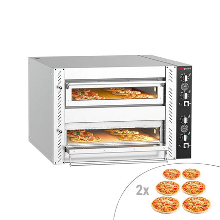 GGM Gastro Electric Deck Pizza Oven - Twin Deck - Refractory Stone Deck - 6+6 - Ø 30cm (30.5 cm) - Mechanical Controls - up to 450°C